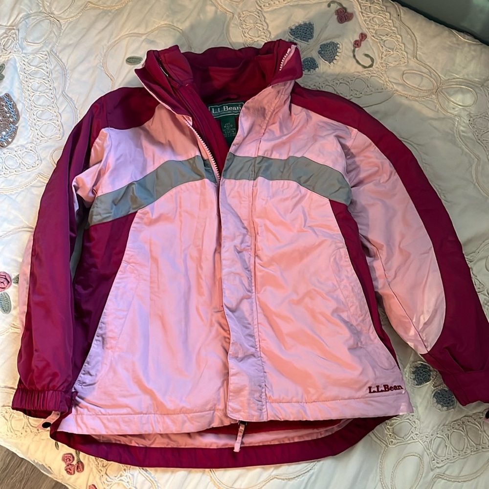 L.L. Bean Kids Raincoat - Pink and Gray